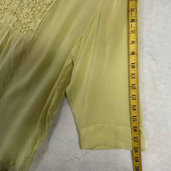 NEW Grand & Greene Sheer Lace Crochet Blouse Top Plus Size 1X Green Boho Relaxed - Picture 11 of 13